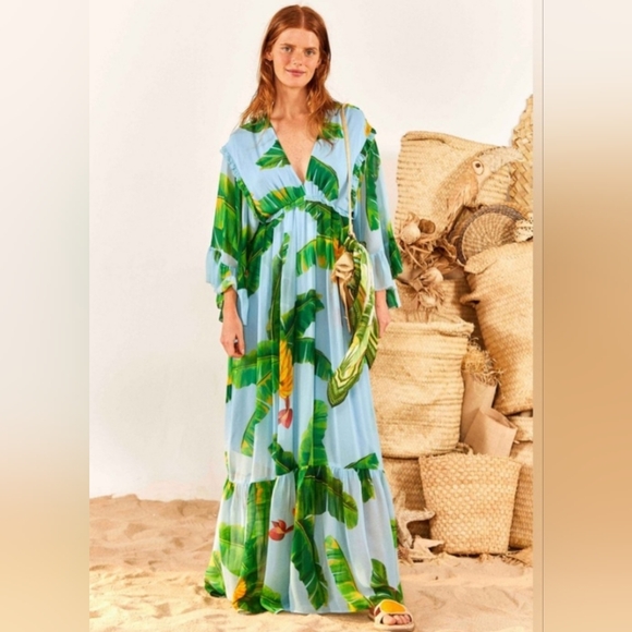 NWOT Farm Rio Fresh Bananas Maxi Dress - Picture 2 of 5